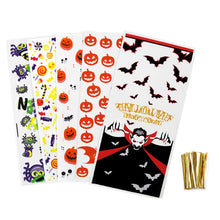 Load image into Gallery viewer, 50PCS Halloween Candy Bags Bat/Pumpkin Cartoon Cookies Bag Transprant Plastic Bag Gift Packaging For Party Supplies
