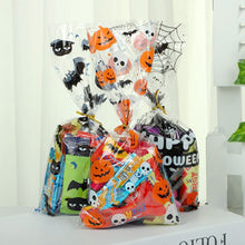 Load image into Gallery viewer, 50PCS Halloween Candy Bags Bat/Pumpkin Cartoon Cookies Bag Transprant Plastic Bag Gift Packaging For Party Supplies
