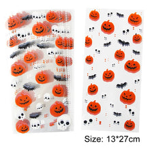 Load image into Gallery viewer, 50PCS Halloween Candy Bags Bat/Pumpkin Cartoon Cookies Bag Transprant Plastic Bag Gift Packaging For Party Supplies
