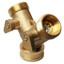 Load image into Gallery viewer, Brass Manifold 3/4" Tap Splitter Brass Manifold Double-Way Washing Machine Hose Connector Y-Type Water Separator

