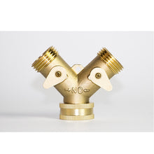 Load image into Gallery viewer, Brass Manifold 3/4" Tap Splitter Brass Manifold Double-Way Washing Machine Hose Connector Y-Type Water Separator
