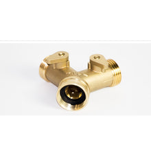 Load image into Gallery viewer, Brass Manifold 3/4" Tap Splitter Brass Manifold Double-Way Washing Machine Hose Connector Y-Type Water Separator
