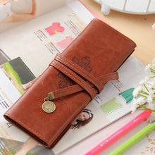 Load image into Gallery viewer, Pencil Case New Style Roll PU Leather Purse Pouch Makeup Pem  Cosmetic Bag Retro
