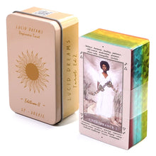 Load image into Gallery viewer, Nightmares Before Christmas Lucid Dreams Beginners Del Toro Tarot in Tin Metal Box 78 Cards Gilded Edge Paper Guidebook
