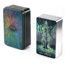 Load image into Gallery viewer, Nightmares Before Christmas Lucid Dreams Beginners Del Toro Tarot in Tin Metal Box 78 Cards Gilded Edge Paper Guidebook
