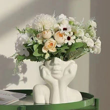 Load image into Gallery viewer, Nordic Style Flower Vase Women Body Half Face Flower Pot Vase Ceramic Art Crafts Bedroom Living Room Desktop Decoration
