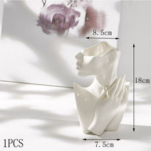 Load image into Gallery viewer, Nordic Style Flower Vase Women Body Half Face Flower Pot Vase Ceramic Art Crafts Bedroom Living Room Desktop Decoration

