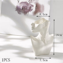 Load image into Gallery viewer, Nordic Style Flower Vase Women Body Half Face Flower Pot Vase Ceramic Art Crafts Bedroom Living Room Desktop Decoration
