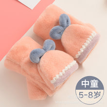 Load image into Gallery viewer, Shengqi Winter New Children's Flip Gloves Cute Rex Rabbit Fur plus Velvet Thickened Students Warm-Keeping
