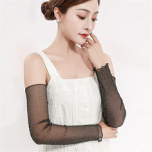 Load image into Gallery viewer, Ladies Bow Long Sleeves Outdoor Cycling Spring/Summer Sunscreen Lace Lace Half Finger Arm Sleeve Gloves
