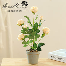 Load image into Gallery viewer, Artificial Six-Head Rose Bonsai Artificial Flower Creative Artificial Fashion Home Decorations
