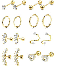 Load image into Gallery viewer, Zircon Stud Earrings Female Stainless Steel Puncture Ear Bone Stud Suit
