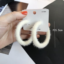 Load image into Gallery viewer, Autumn and Winter New Plush C- Type Ear Ring Simple Earrings Beautiful Circle Large Circle High-Grade Earrings

