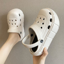 Load image into Gallery viewer, Women's Hole Shoes Non-Slip Summer Fashion All-Matching Slip-on Thick Bottom Increased Beach Closed Toe Sandals for Outer Wear
