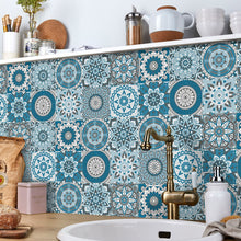 Load image into Gallery viewer, 24 Pcs/set Mandala Simulation Tile Sticker Home Renovation Kitchen and Bathroom Decoration Self-Adhesive Peel off the Wall Sticker
