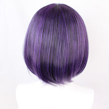 Load image into Gallery viewer, Profoundly Mad Gambler Cos Wig Shengzhimo Student Union Inner Buckle Rinka Haircut Black Purple Short Anime Wig
