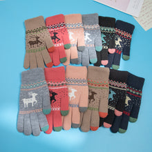 Load image into Gallery viewer, Thickened Touch Screen Thermal Gloves Men's and Women's Fleece-Lined Wool Touch Screen Gloves Deer Knitted Gloves
