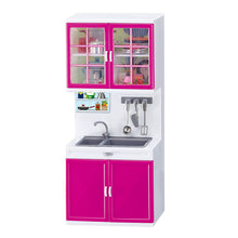Load image into Gallery viewer, Simulation kitchen 3 in 1 set children's pretend play cooking cabinet tools cutlery doll set toy educational educational doll girl's gift
