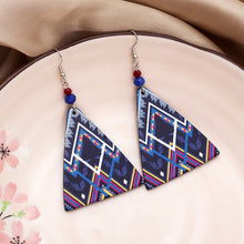 Load image into Gallery viewer, Geometric Pattern Colorblock Women Triangle Acrylic Earrings Vintage Graceful Earrings
