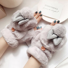 Load image into Gallery viewer, Cute Girl Student Cute Rabbit Flip Open Finger Plush Fleece Warm Gloves
