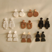 Load image into Gallery viewer, Clay Texture Acrylic Earrings Long Contrast Color Solid Color Combination Earrings
