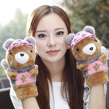 Load image into Gallery viewer, Cute Older Children and Students Korean Style Plush Lanyard Thickened Finger All-Inclusive Gloves
