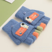 Load image into Gallery viewer, Winter New Children's Knitted Gloves Cute Cartoon Spaceman Flip Imitation Mink
