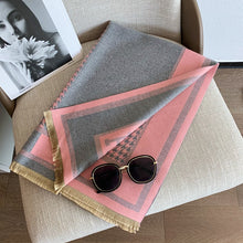 Load image into Gallery viewer, Letter Artificial Cashmere Scarf Women's Autumn and Winter New Thickened Warm Carriage Air Conditioning Double-Sided Shawl
