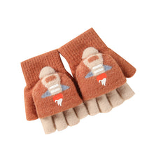 Load image into Gallery viewer, Winter Children's Flip Gloves Student Half Finger Cartoon Cute Baby Thick Gloves

