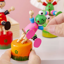 Load image into Gallery viewer, 6pcs cartoon cute wooden clown tabletop setting swing puppet children toy set
