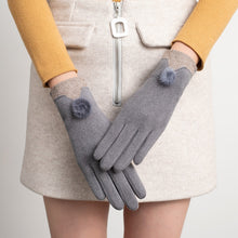 Load image into Gallery viewer, Women's Dralon Rabbit Plush Winter Korean Style Finger Touch Screen Warm Fur Ball Gloves
