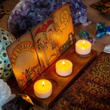 Load image into Gallery viewer, Crystal Three-Phase Moon Card Album Bracket Wooden Candlestick Ornaments
