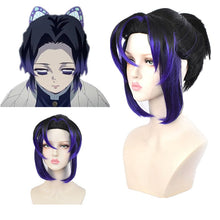 Load image into Gallery viewer, Kimetsu No Yaiba Wig Butterfly Forbear Wig Cosplay Head Cover Black Gradient Blue
