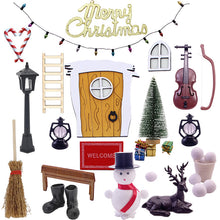 Load image into Gallery viewer, Christmas Elf Door Mini Doll House Fairy Door Christmas Decoration Scene House
