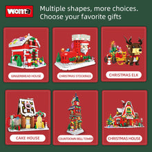 Load image into Gallery viewer, Mini Particle Christmas Building Blocks Gift Gingerbread Man Sweet House Castle with Light Boys and Girls Birthday Gift

