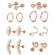 Load image into Gallery viewer, Zircon Stud Earrings Female Stainless Steel Puncture Ear Bone Stud Suit
