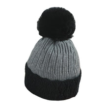 Load image into Gallery viewer, Hat Female Winter Fleece Lined Padded Warm Keeping Knitted Hat Fur Ball Color Matching Ten Flowers Woolen Cap Female
