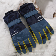 Load image into Gallery viewer, Men's Ski Gloves Fleece-Lined Thickened Five-Finger Touch Screen Color Matching Non-Slip Windproof Cycling
