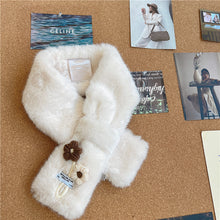 Load image into Gallery viewer, Korean Style Faux Rabbit Fur Scarf Wool Small Flower Autumn and Winter Fur Scarf Female Velvet Scarf Thickened
