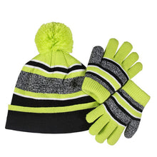Load image into Gallery viewer, Gloves Two-Piece Set Winter Fleece-Lined Warm Children's Five-Finger Knitted Cold-Proof British Hat
