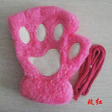 Load image into Gallery viewer, Women's Autumn and Winter Korean-Style Cute Girls' Open Finger Thickened Warm Hand-Shaped Brush Plush Half Finger Gloves
