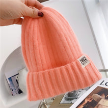 Load image into Gallery viewer, Hat Female Autumn and Winter Korean Style All-Matching Solid Color Digital Ins Knitted Hat Warm Korean Fashion Cute Wool Hat
