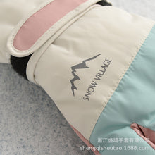 Load image into Gallery viewer, Women's Ski Gloves Fleece Lined Padded Warm Keeping Color Matching Five Finger Full Touch Screen Wind and Skid Cycling Gloves
