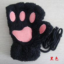 Load image into Gallery viewer, Women's Autumn and Winter Korean-Style Cute Girls' Open Finger Thickened Warm Hand-Shaped Brush Plush Half Finger Gloves
