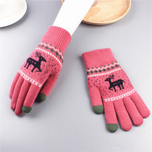 Load image into Gallery viewer, Fleece-Lined Thick Style Deer Gloves Female Winter Knitted Five Finger Touch Screen Wool Cartoon Cute Korean Style
