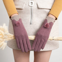 Load image into Gallery viewer, Women's Dralon Rabbit Plush Winter Korean Style Finger Touch Screen Warm Fur Ball Gloves
