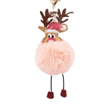 Load image into Gallery viewer, Christmas Elk Fur Ball Keychain Cute Bag Pompons Pendant Pompons Christmas Fuzzy Ball Hanging Drop 5pcs
