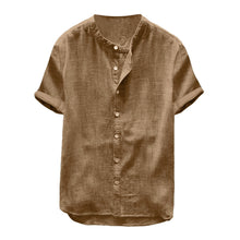 Load image into Gallery viewer, Men's Short-Sleeved Solid Color Cotton and Linen Shirt

