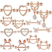 Load image into Gallery viewer, 8 Pairs Breast Ring Black Puncture Set Combination Stainless Steel Piercing Ornaments Milk
