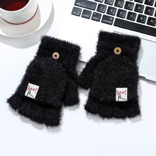 Load image into Gallery viewer, Plush Gloves Autumn and Winter Flip Knitted Gloves Warm Thickened Bag Finger Leakage Imitation Mink
